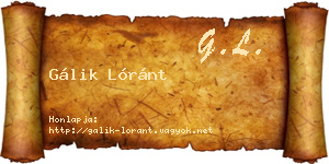 Gálik Lóránt névjegykártya